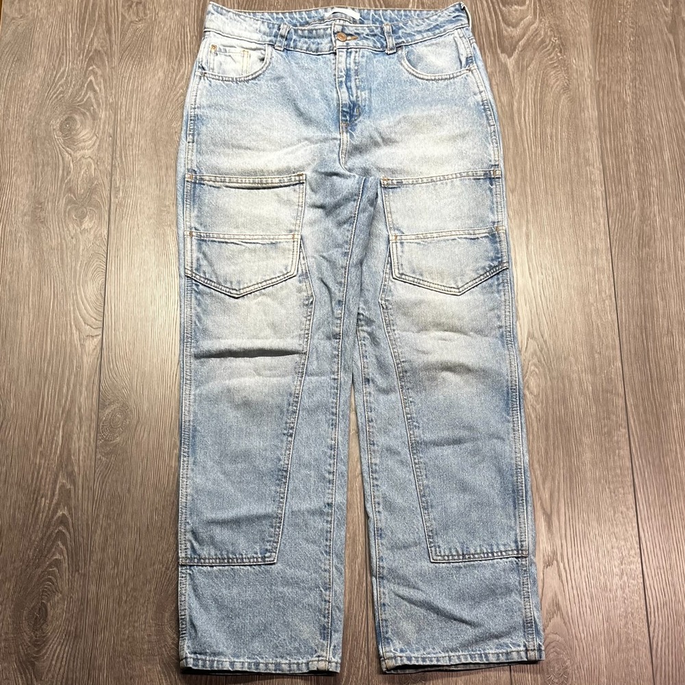 C&A Carpenter‎ Double Knee Jeans Blue Loose Straight Mid Wash W34 L30